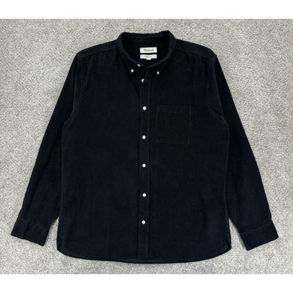 Madewell Perfect Fit Corduroy Shirt Mens XL Black Button Up Long Sleeve NWOT - Picture 1 of 11